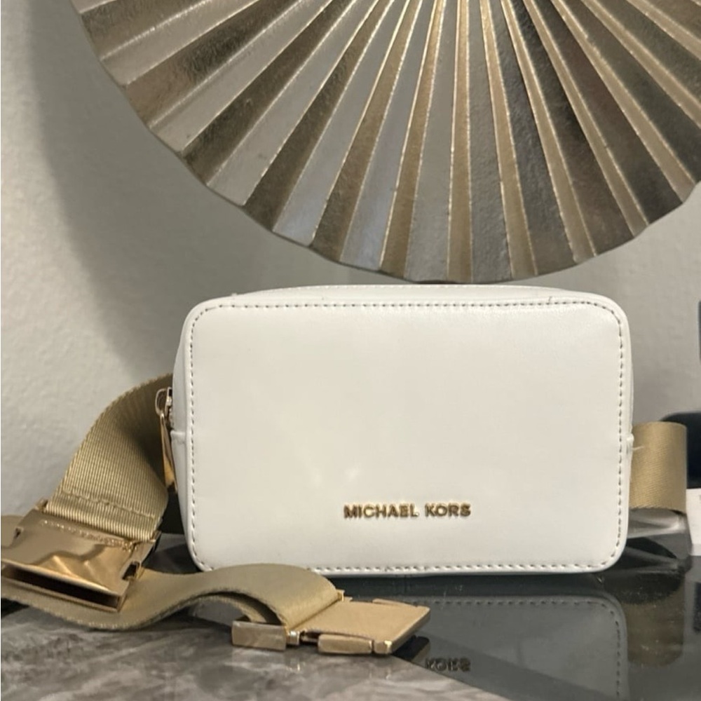 Michael Kors Cream Crossbody with Gold Accents